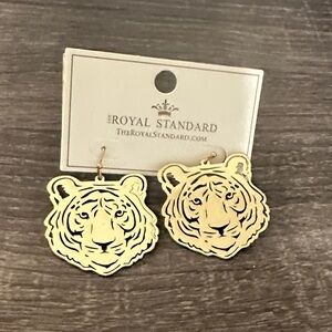 The Royal Standard Gold Tiger Face Earrings